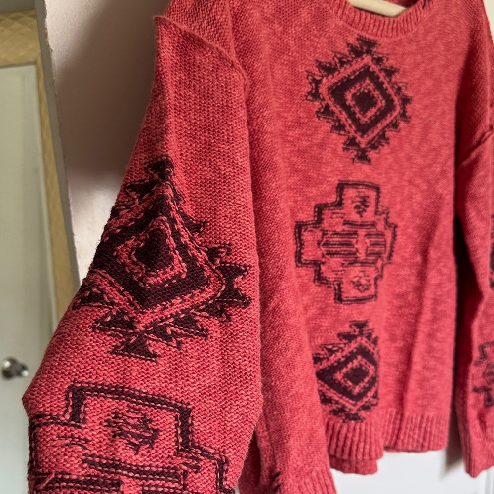 Red Aztec Pattern Women's Sweater - image 2